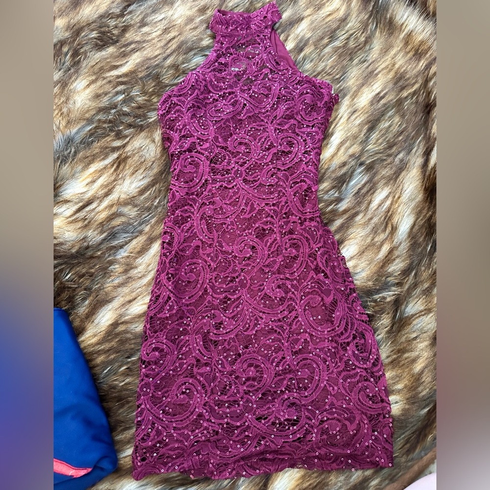Mock neck sequin dress